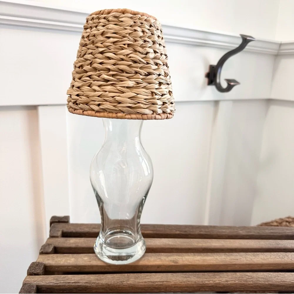 DIY Cordless Lamp Kit Basket Weaved Shade and Base Small Lampshade Table Light